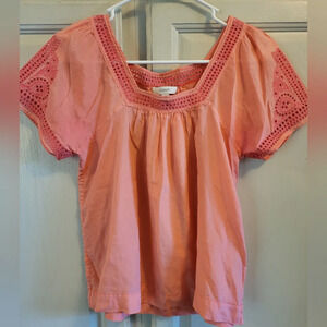 J. Crew Silk Cotton Eyelet Peasant Top